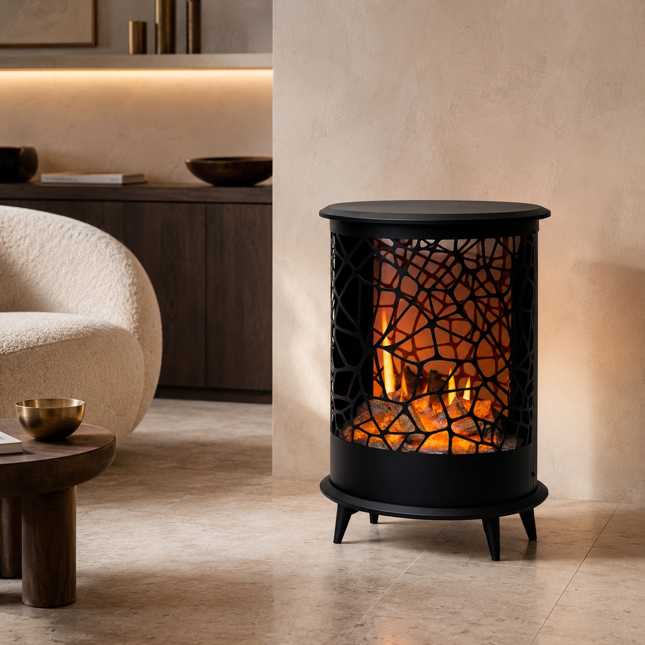 SINED Gardena electric fireplace in a contemporary interior