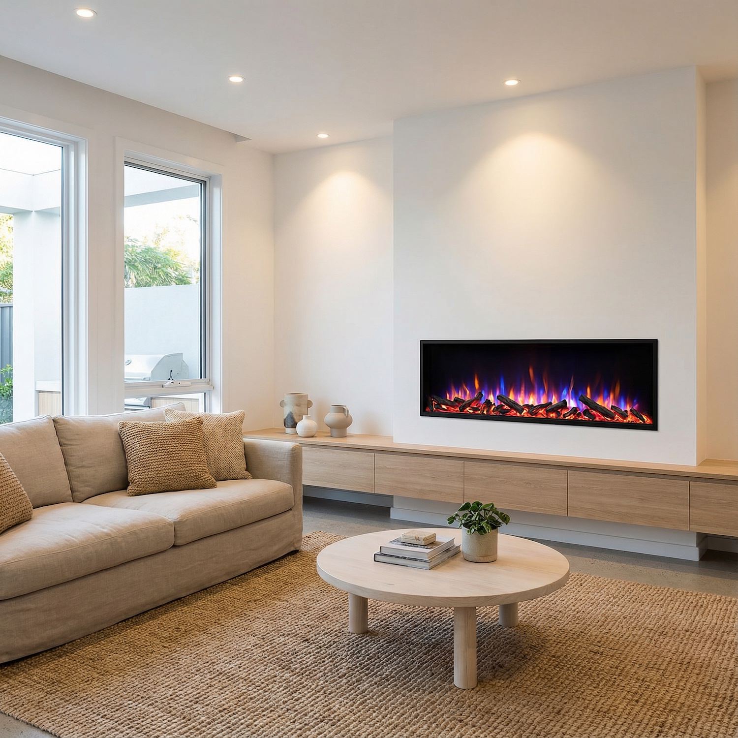 SINED CAMINETTO-LASA-150 electric fireplace installed in an interior