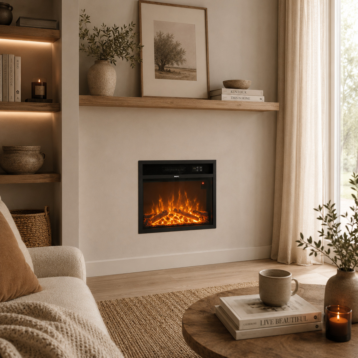 SINED CAMINETTO-VULCANO electric fireplace installed in an interior